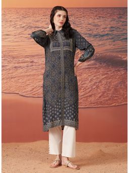 Lakshita - Women Dark Grey Printed Shantoon Kurta