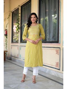 Juniper - Green Viscose Geometric Printed Kurta