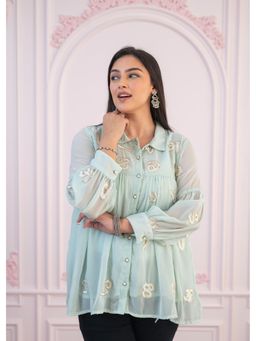Juniper - Mint Embroidered Cotton Tunic