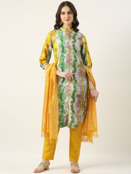 Ethnovog - Multicolored Rayon Printed Kurta With Pant And Dupatta (Set of 3)