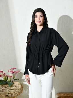 Ikonic Klaer - Women Black Solid Full Sleeves Shirt