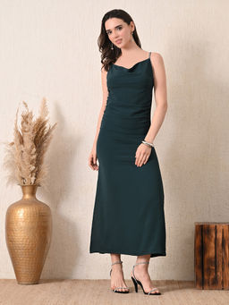 Ikonic Klaer - Women Roset Green Solid Dress