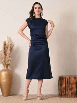 Ikonic Klaer - Women Opera Navy Blue Solid Midi Dress
