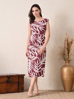 Ikonic Klaer - Women Clark Maroon Printed Sleeveless Dress