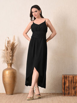 Ikonic Klaer - Women Berta Black Solid High-Low Dress