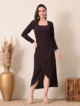 Ikonic Klaer - Women Victoria-Deep Purple Square Neck Dress