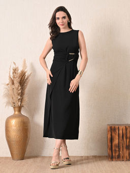 Ikonic Klaer - Women Diaz Black Sleeveless Wrap Midi Dress