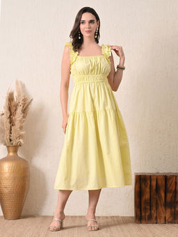 Ikonic Klaer - Women Zoe Yellow Solid A-Line Dress