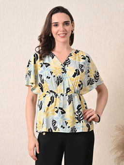 Ikonic Klaer - Women Multi-Color Floral Printed Peplum Top