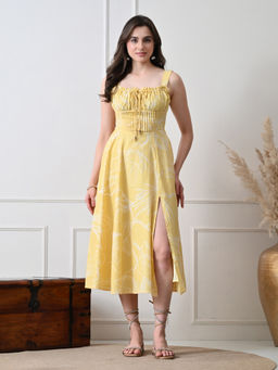 Ikonic Klaer - Women Sophia Yellow Floral Printed Dress