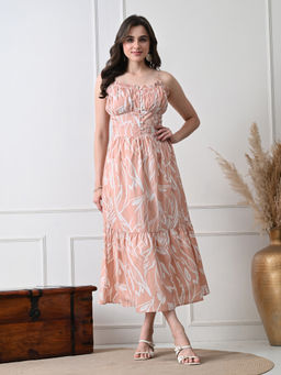 Ikonic Klaer - Women Peach Floral Printed Dress