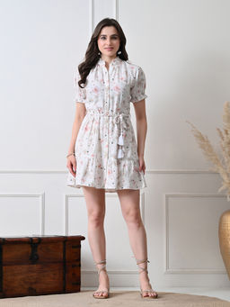 Ikonic Klaer - Women Off White Floral Printed Dress