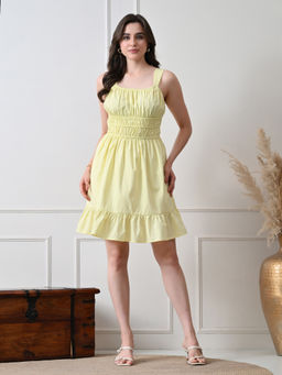 Ikonic Klaer - Women Yellow Smocked Dress
