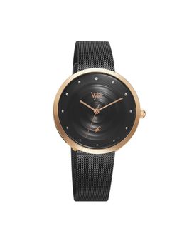 Fastrack - Vyb Quartz Analog Black Dial Stainless Steel Strap Watch for Women (Medium)