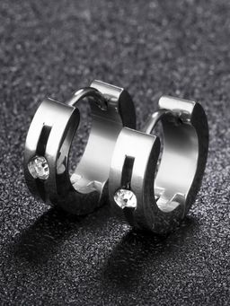 Peora - Silver Plated White Hoop Earrings