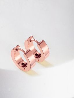 Peora - Rose Gold Plated Stainless Steel Hoop Huggie Bali Earrings