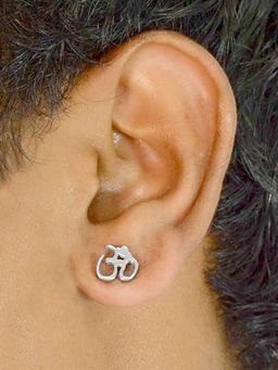 Peora - Silver Plated Stainless Steel Stylish Ohm Stud Earring
