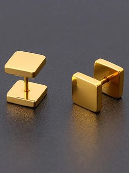Peora - Gold Plated Square Shaped Stud Earrings