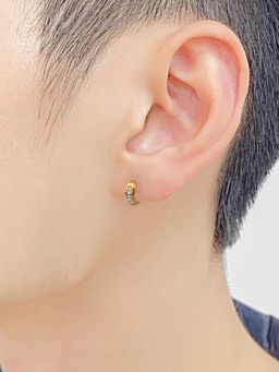 Peora - Gold Plated White Cubic Zirconia Hoop Huggie Bali Earring