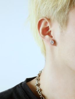 Peora - Silver Plated White 316L Stainless Steel Cubic Zirconia Stud Earring