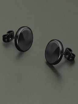 Peora - Black Round Shape Stud Earrings