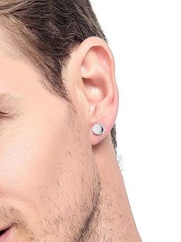 Peora - Silver Plated Stainless Steel Round Shape Stud Earring