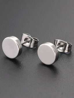 Peora - Silver Plated Stainless Steel Round Shape Stud Earrings