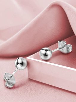 Peora - Silver Plated Ball Shape Stud Earrings