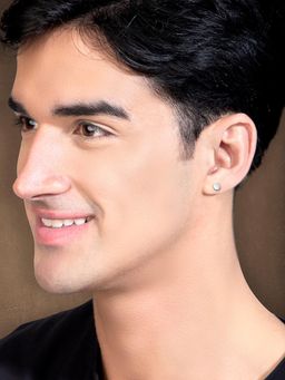 Peora - Silver Plated Stainless Steel Round Shape Stud Earring