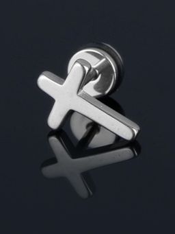 Peora - Silver Plated Cross Shape Stud Earring