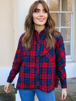 Trendyol - Red And Navy Check Shacket