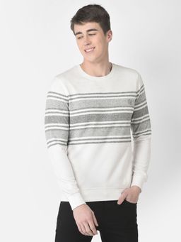 CRIMSOUNE CLUB - Men Off-white Striped Sweatshirt
