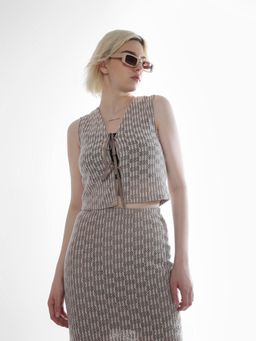 ONLY - Womens Self Design Regular Fit Grey Top