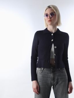 ONLY - Womens Regular Fit Navy Blue Cardigan