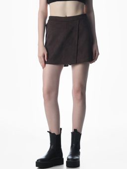 ONLY - Womens Solid High-Rise Brown Skorts