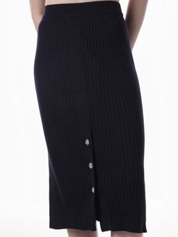 ONLY - Womens Solid Pencil High-Rise Navy Blue Skirt