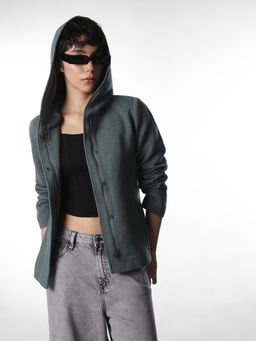 ONLY - Womens Solid Regular Fit Green Jacket