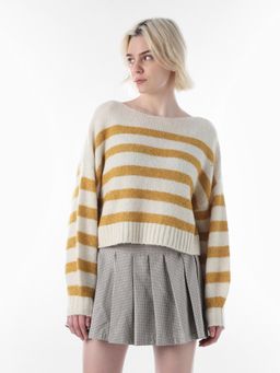 ONLY - Womens Striped Regular Fit Sweater - Multi-Color