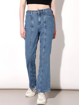 ONLY - Womens Solid High-Rise Blue Jeans