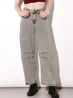 ONLY - Womens Solid High-Rise Grey Jeans