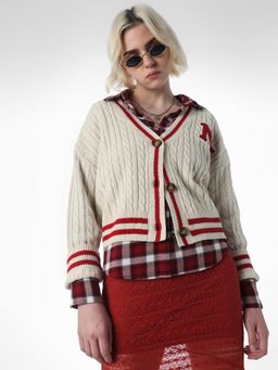 ONLY - Womens Relaxed Fit Beige Cardigan