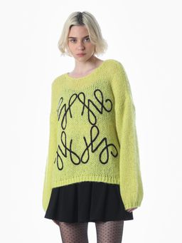 ONLY - Womens Embroidery Regular Fit Green Sweater