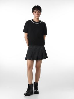 ONLY - Womens Embellished Regular Fit Black Sweater