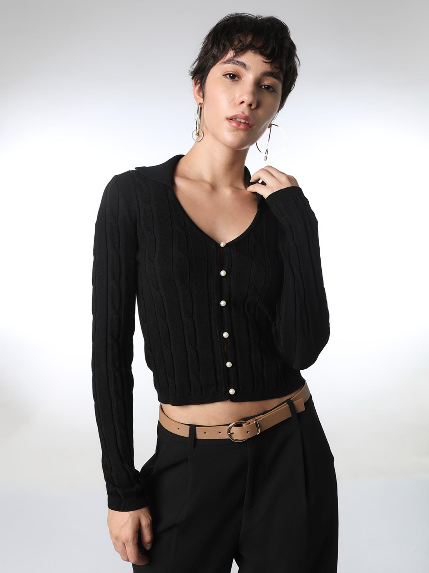only Womens Slim Fit Black Cardigan-picture-10