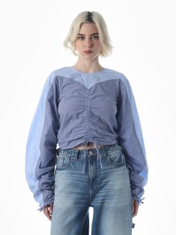 ONLY - Womens Checked Regular Fit Blue Top