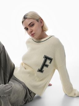 ONLY - Womens Relaxed Fit Beige Sweater