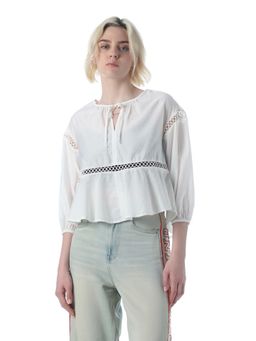 ONLY - Womens Self Design Regular Fit White Top
