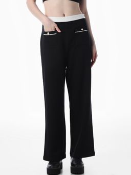 ONLY - Womens Solid Straight Fit Mid-Rise Black Pants
