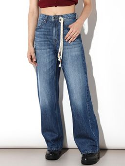 ONLY - Womens Solid High-Rise Blue Jeans
