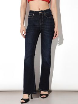 ONLY - Womens Solid Mid-Rise Blue Jeans